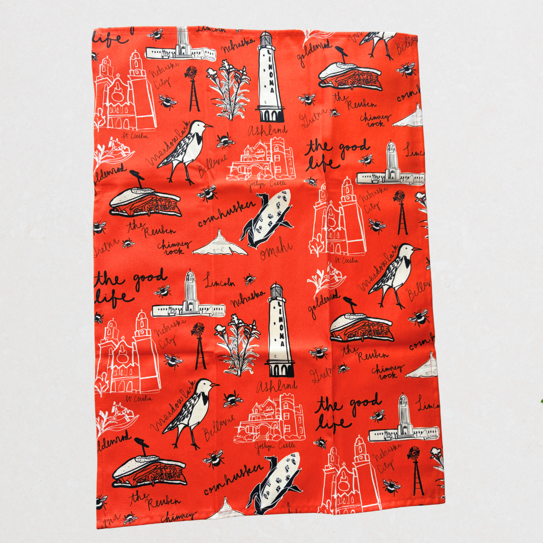 Nebraska Motif Tea Towel